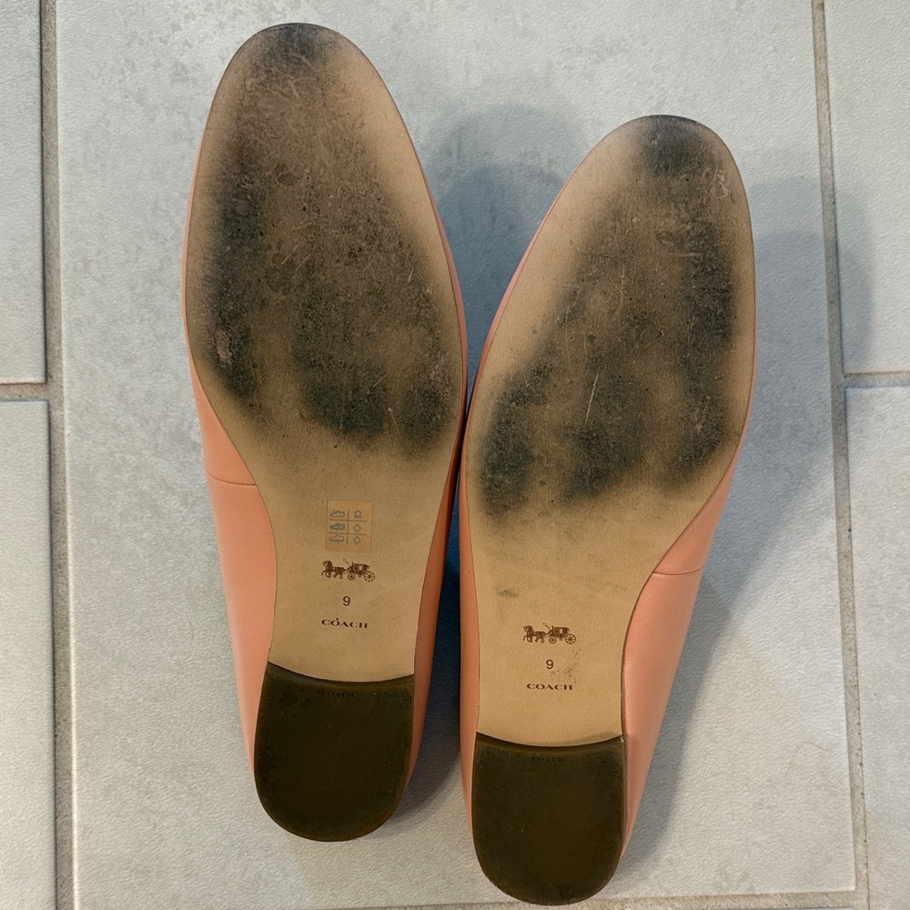 Coach Pink Leather Horsebit Loafer Mules with Gold Accents - Picture 7 of 9
